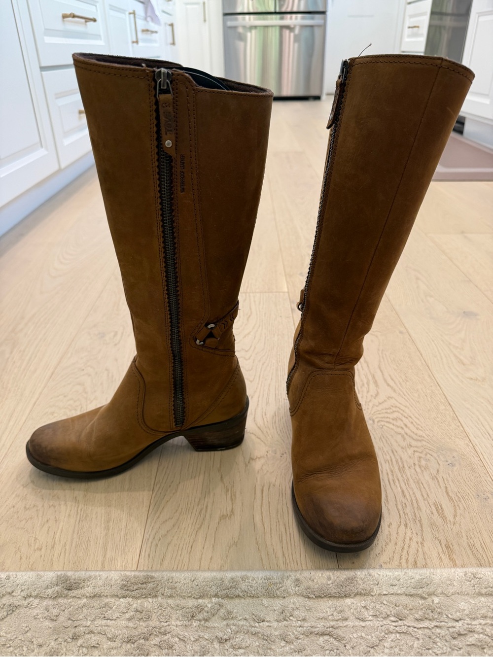 Teva Brown Over-the-Knee Leather Zip Boots